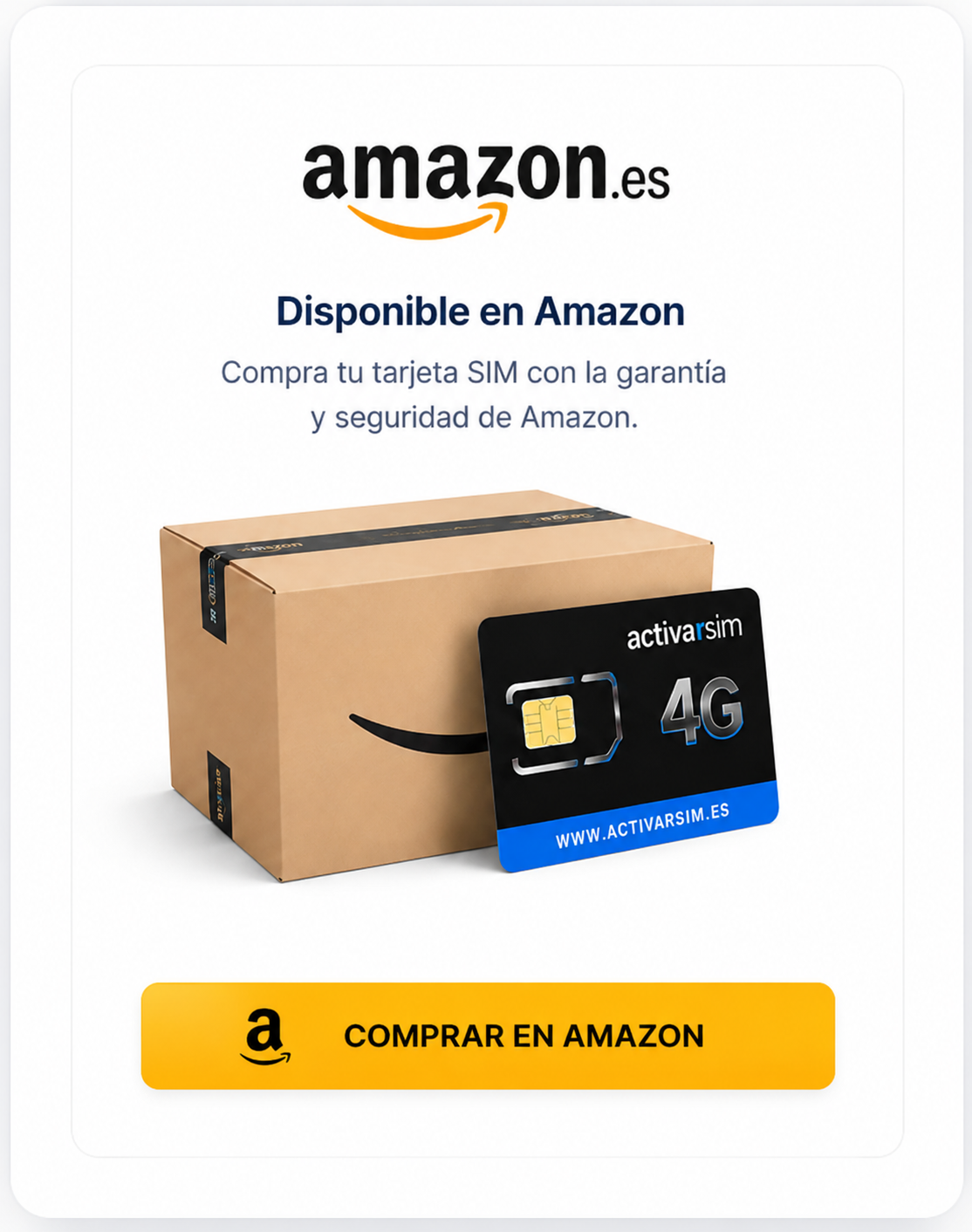 Compra tu tarjeta SIM en Amazon usando el código SIMPGRATIS